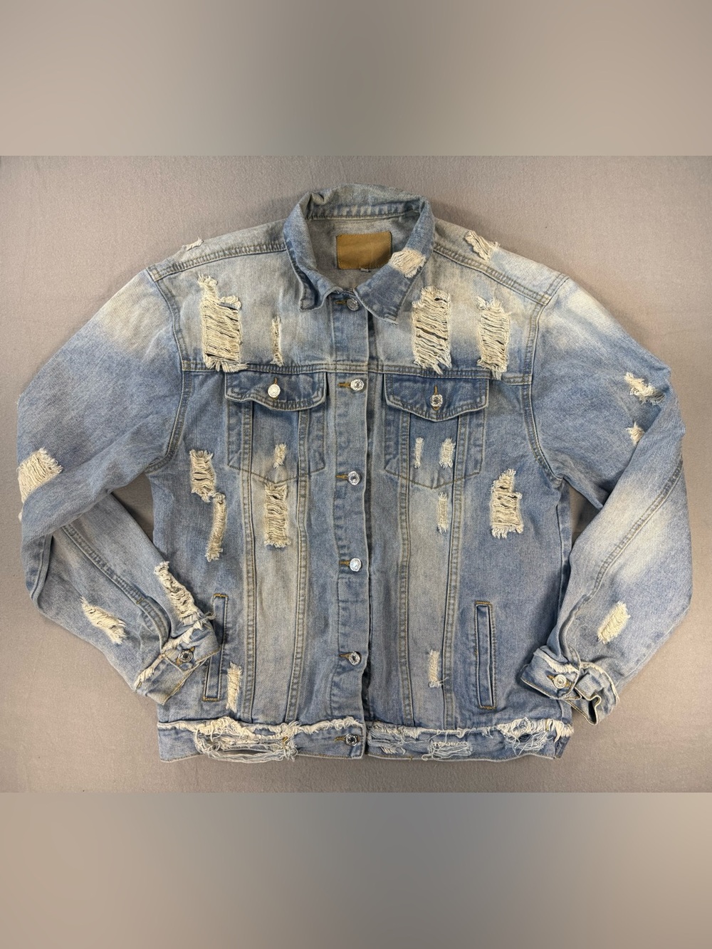 Levi Strauss Distressed Light Blue Denim Jean Jacket - Casual Oversized